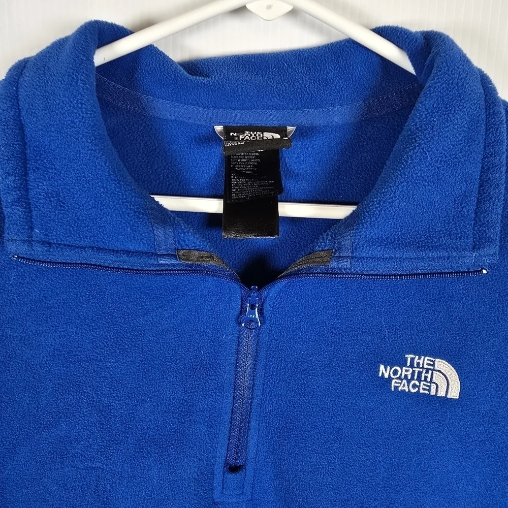 The North Face Mens Royal Blue 1/4 Zip Long Sleeve Fleece Pullover Size Large